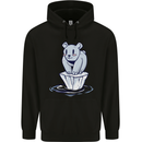 Floating Polar Bear Climate Change Environment Mens 80% Cotton Hoodie Black