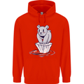 Floating Polar Bear Climate Change Environment Mens 80% Cotton Hoodie Bright Red