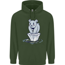 Floating Polar Bear Climate Change Environment Mens 80% Cotton Hoodie Forest Green