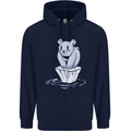Floating Polar Bear Climate Change Environment Mens 80% Cotton Hoodie Navy Blue