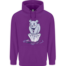 Floating Polar Bear Climate Change Environment Mens 80% Cotton Hoodie Purple