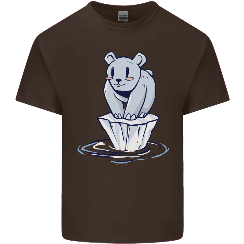 Floating Polar Bear Climate Change Environment Mens Cotton T-Shirt Tee Top Dark Chocolate