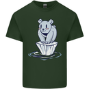 Floating Polar Bear Climate Change Environment Mens Cotton T-Shirt Tee Top Forest Green