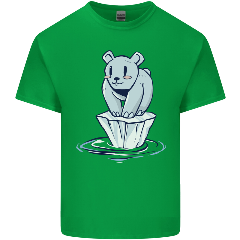 Floating Polar Bear Climate Change Environment Mens Cotton T-Shirt Tee Top Irish Green