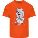 Floating Polar Bear Climate Change Environment Mens Cotton T-Shirt Tee Top Orange