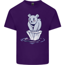Floating Polar Bear Climate Change Environment Mens Cotton T-Shirt Tee Top Purple