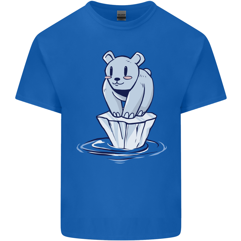 Floating Polar Bear Climate Change Environment Mens Cotton T-Shirt Tee Top Royal Blue