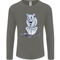 Floating Polar Bear Climate Change Environment Mens Long Sleeve T-Shirt Charcoal