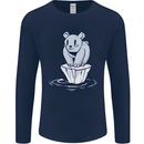Floating Polar Bear Climate Change Environment Mens Long Sleeve T-Shirt Navy Blue