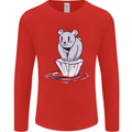 Floating Polar Bear Climate Change Environment Mens Long Sleeve T-Shirt Red