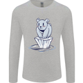 Floating Polar Bear Climate Change Environment Mens Long Sleeve T-Shirt Sports Grey