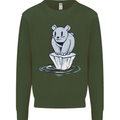 Floating Polar Bear Climate Change Environment Mens Sweatshirt Jumper Forest Green