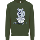 Floating Polar Bear Climate Change Environment Mens Sweatshirt Jumper Forest Green