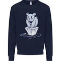 Floating Polar Bear Climate Change Environment Mens Sweatshirt Jumper Navy Blue