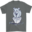 Floating Polar Bear Climate Change Environment Mens T-Shirt 100% Cotton Charcoal