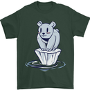 Floating Polar Bear Climate Change Environment Mens T-Shirt 100% Cotton Forest Green