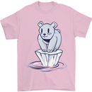Floating Polar Bear Climate Change Environment Mens T-Shirt 100% Cotton Light Pink