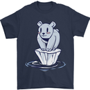 Floating Polar Bear Climate Change Environment Mens T-Shirt 100% Cotton Navy Blue