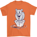 Floating Polar Bear Climate Change Environment Mens T-Shirt 100% Cotton Orange