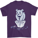 Floating Polar Bear Climate Change Environment Mens T-Shirt 100% Cotton Purple