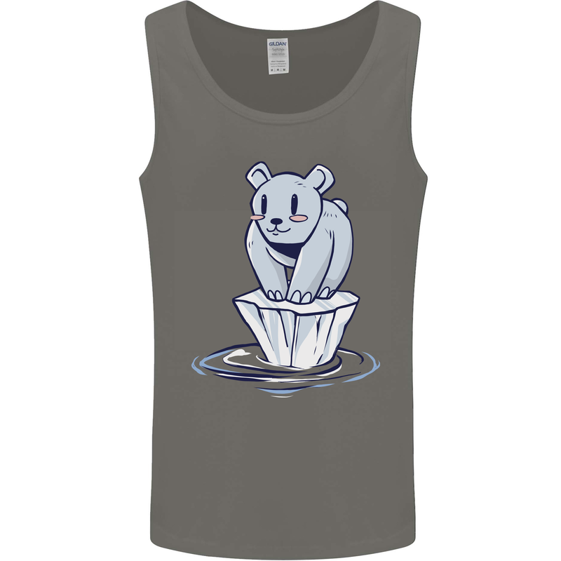 Floating Polar Bear Climate Change Environment Mens Vest Tank Top Charcoal