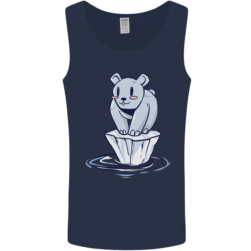 Floating Polar Bear Climate Change Environment Mens Vest Tank Top Navy Blue