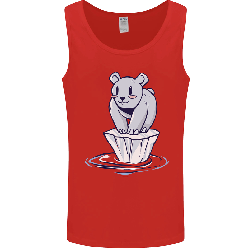 Floating Polar Bear Climate Change Environment Mens Vest Tank Top Red