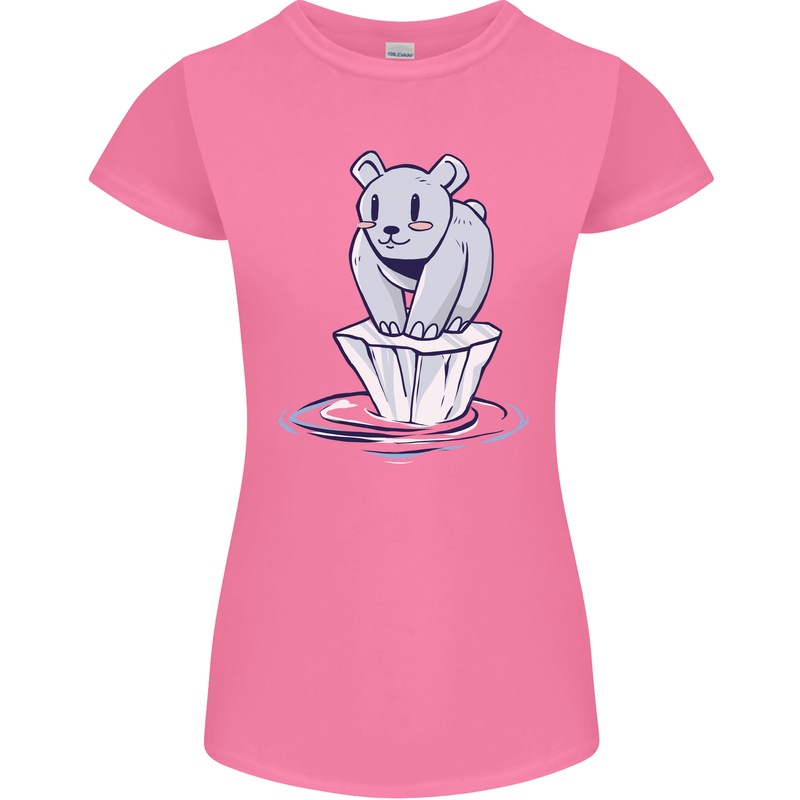 Floating Polar Bear Climate Change Environment Womens Petite Cut T-Shirt Azalea