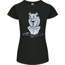Floating Polar Bear Climate Change Environment Womens Petite Cut T-Shirt Black