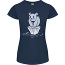 Floating Polar Bear Climate Change Environment Womens Petite Cut T-Shirt Navy Blue
