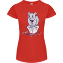 Floating Polar Bear Climate Change Environment Womens Petite Cut T-Shirt Red