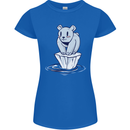 Floating Polar Bear Climate Change Environment Womens Petite Cut T-Shirt Royal Blue