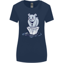 Floating Polar Bear Climate Change Environment Womens Wider Cut T-Shirt Navy Blue