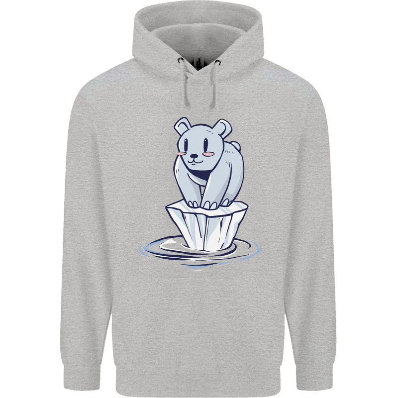 Floating Polar Bear Environment Climate Change Childrens Kids Hoodie Sports Grey