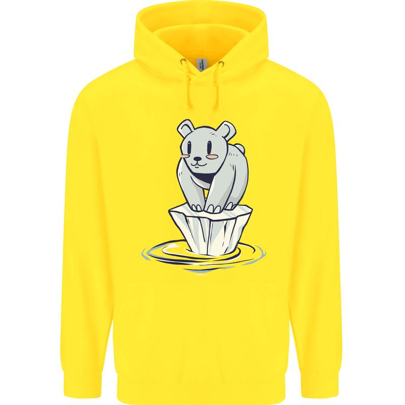 Floating Polar Bear Environment Climate Change Childrens Kids Hoodie Yellow