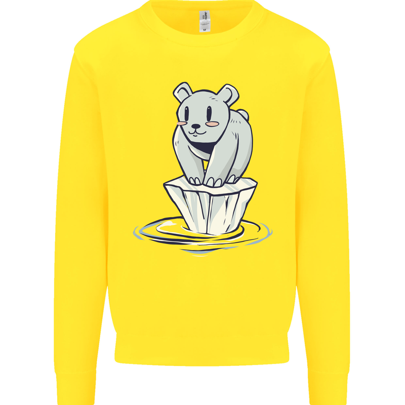 Floating Polar Bear Environment Climate Change Kids Sweatshirt Jumper Yellow