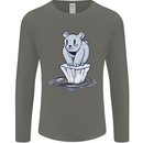 Floating Polar Bear Environment Climate Change Mens Long Sleeve T-Shirt Charcoal