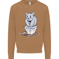 Floating Polar Bear Environment Climate Change Mens Sweatshirt Jumper Caramel Latte