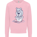 Floating Polar Bear Environment Climate Change Mens Sweatshirt Jumper Light Pink