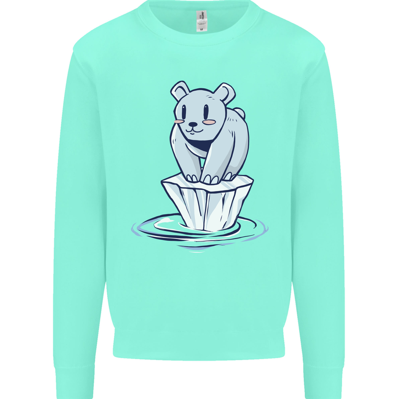 Floating Polar Bear Environment Climate Change Mens Sweatshirt Jumper Peppermint