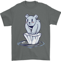 Floating Polar Bear Environment Climate Change Mens T-Shirt 100% Cotton Charcoal