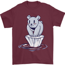 Floating Polar Bear Environment Climate Change Mens T-Shirt 100% Cotton Maroon