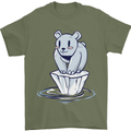 Floating Polar Bear Environment Climate Change Mens T-Shirt 100% Cotton Military Green