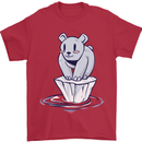 Floating Polar Bear Environment Climate Change Mens T-Shirt 100% Cotton Red