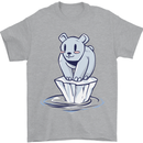 Floating Polar Bear Environment Climate Change Mens T-Shirt 100% Cotton Sports Grey