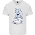 Floating Polar Bear Environment Climate Change Mens V-Neck Cotton T-Shirt White
