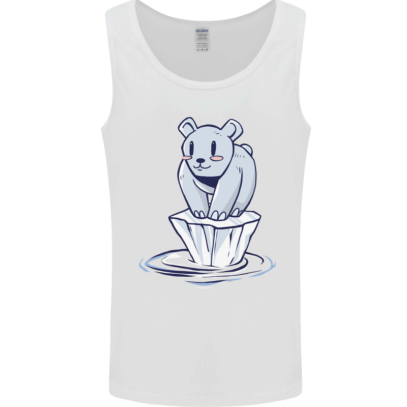 Floating Polar Bear Environment Climate Change Mens Vest Tank Top White