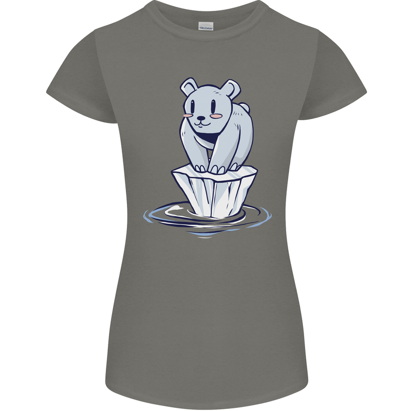 Floating Polar Bear Environment Climate Change Womens Petite Cut T-Shirt Charcoal
