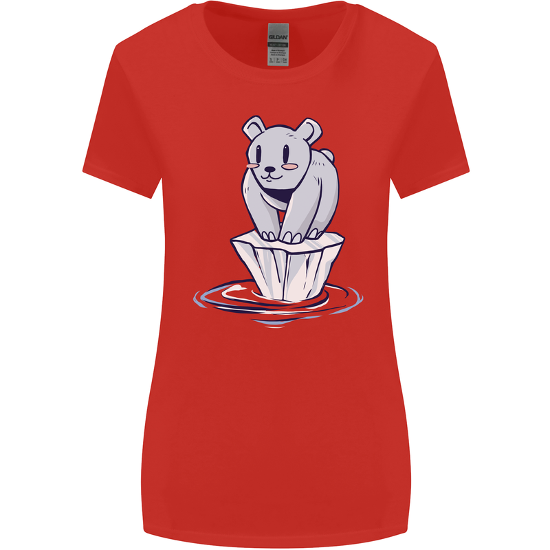Floating Polar Bear Environment Climate Change Womens Wider Cut T-Shirt Red