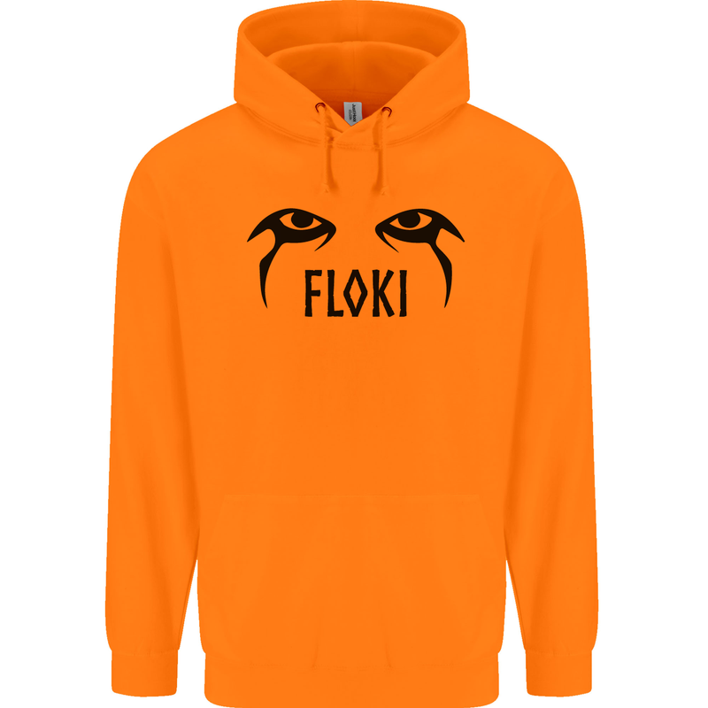 Floki Eyes Vikings Valhalla Odin Mens 80% Cotton Hoodie Orange